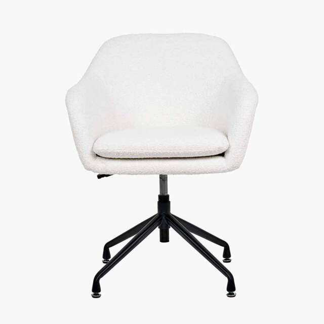 Rosolini BouclÃ© Fabric and Black Metal Swivel Rise and Fall Chair - image 1