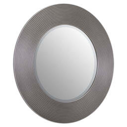 Dervio Grey Ribbed Round Wall Mirror - thumbnail 1