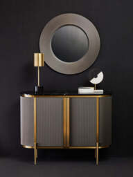 Dervio Grey Ribbed Round Wall Mirror - thumbnail 2
