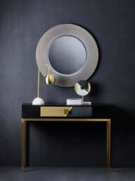 Dervio Grey Ribbed Round Wall Mirror - thumbnail 4