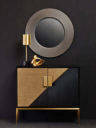 Dervio Grey Ribbed Round Wall Mirror - thumbnail 3