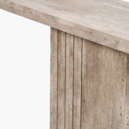 Elkton Concrete Effect Wood Veneer Groove Detail Console Table - thumbnail 6