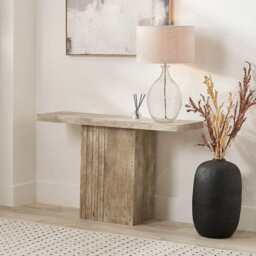 Elkton Concrete Effect Wood Veneer Groove Detail Console Table - thumbnail 2