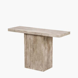 Elkton Concrete Effect Wood Veneer Groove Detail Console Table - thumbnail 1