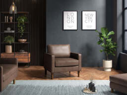 Model 46 - Armchair Faux Leather Brown - thumbnail 2
