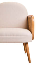 Cebu Ivory Fabric and Cane Chair with Elm Wood Legs - thumbnail 5