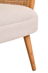Cebu Ivory Fabric and Cane Chair with Elm Wood Legs - thumbnail 3