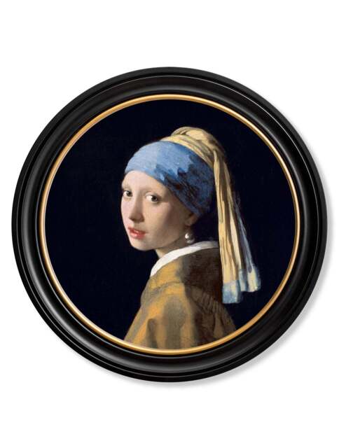 c.1665 Girl with a Pearl Earring - Round Frame J Vermeer - image 1