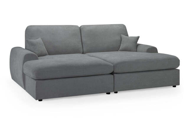 Winnie Cinema Lounge Sofa And Footstool In Dark Grey Boucle Fabric - image 1