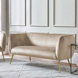 Lucca Biscuit Velvet and Metal Sofa - thumbnail 1
