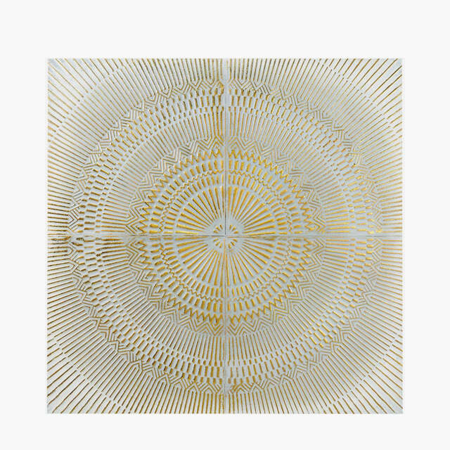 Antique White and Gold Textured Metal Wall Art - image 1
