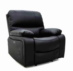 Orla Electric Recliner Sofa Black Armchair Leathair - thumbnail 1