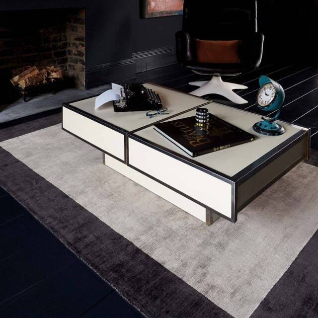 Blade Border Rug 160x160cm Charcoal Silver 04 Rug - image 1