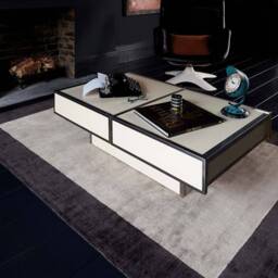 Blade Border Rug 160x160cm Charcoal Silver 04 Rug - thumbnail 1