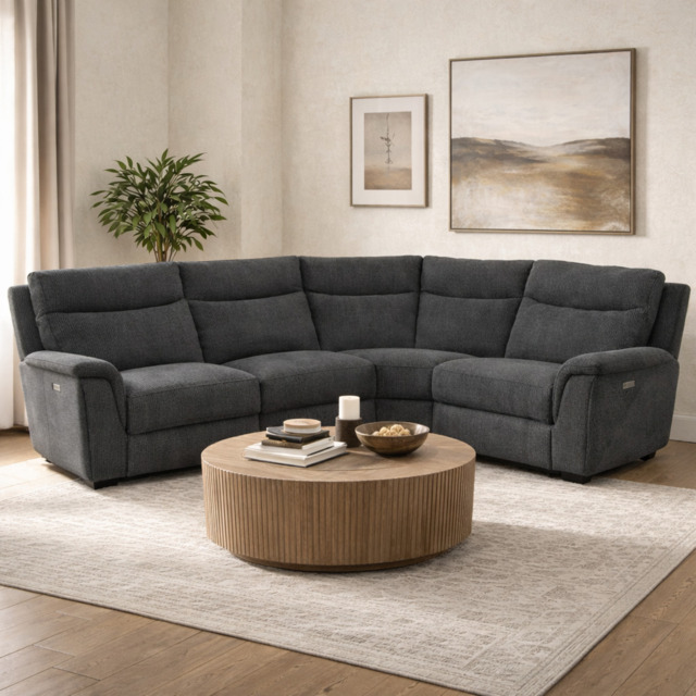 Maverick Black Lay-Z-Boy Style Fabric Power Recliner Corner Sofa Tamla - Maverick - DFS - image 1