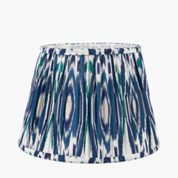Izara 30cm Ocean Blue Ikat Patterned Mushroom Pleat Tapered Lampshade - thumbnail 2