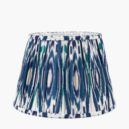 Izara 30cm Ocean Blue Ikat Patterned Mushroom Pleat Tapered Lampshade - thumbnail 1