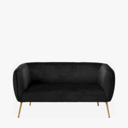 Lucca Black Velvet and Metal Sofa - thumbnail 2