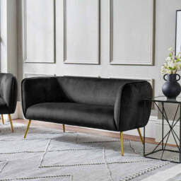 Lucca Black Velvet and Metal Sofa - thumbnail 1