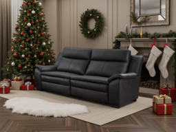 Boston Genuine Leather Electric Recliner Sofa Black 3 Seater - thumbnail 1