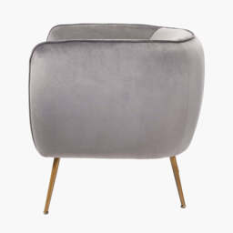 Lucca Dove Grey Velvet and Metal Armchair - thumbnail 3