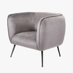 Lucca Dove Grey Velvet and Metal Armchair - thumbnail 2
