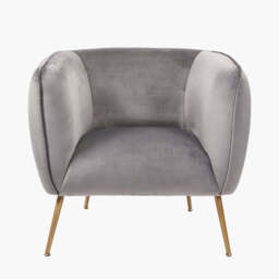 Lucca Dove Grey Velvet and Metal Armchair - thumbnail 1