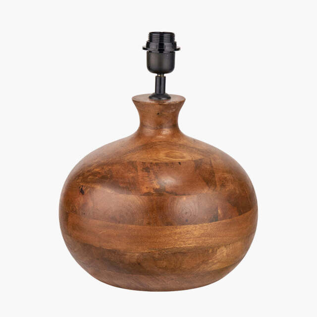 Kiah Brown Oiled Finish Mango Wood Round Table Lamp Base - image 1