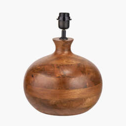 Kiah Brown Oiled Finish Mango Wood Round Table Lamp Base - thumbnail 1
