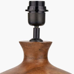 Kiah Brown Oiled Finish Mango Wood Round Table Lamp Base - thumbnail 4