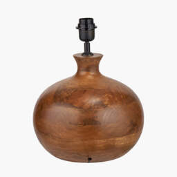 Kiah Brown Oiled Finish Mango Wood Round Table Lamp Base - thumbnail 3