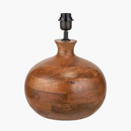 Kiah Brown Oiled Finish Mango Wood Round Table Lamp Base - thumbnail 2