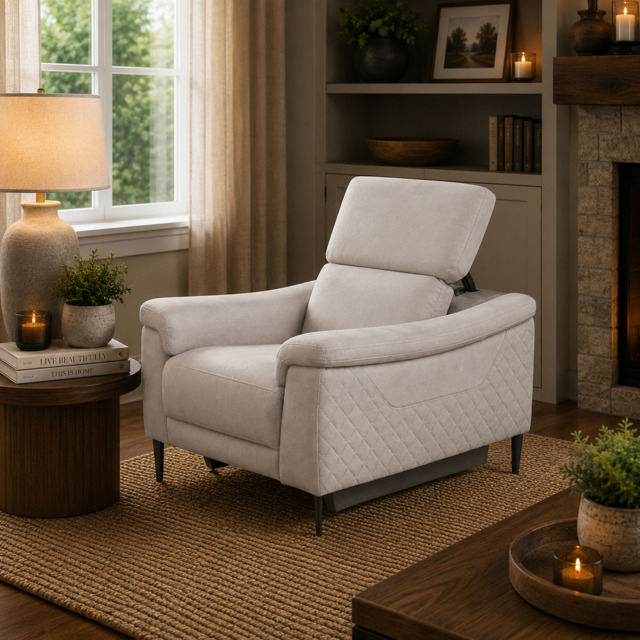 Orbit Ivory Lay-Z-Boy Style Fabric Power Recliner Armchair - Paolo - Callie - Penny - Daytona - Revel - Sonder - DFS - image 1