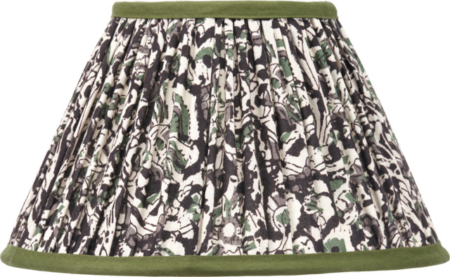 Ornella 25cm Green Floral Design Mushroom Pleat Empire Lamp Shade