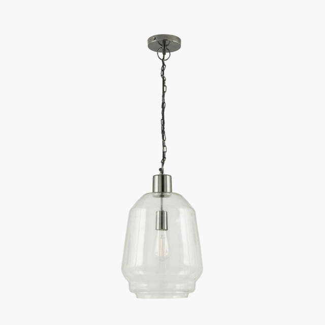 Fia Clear Glass and Black Nickel Metal Chain Drop Pendant - image 1