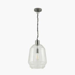 Fia Clear Glass and Black Nickel Metal Chain Drop Pendant - thumbnail 2