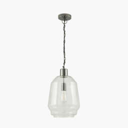 Fia Clear Glass and Black Nickel Metal Chain Drop Pendant - thumbnail 1