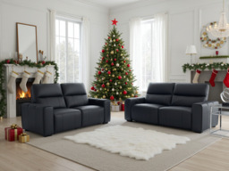 Bellagio Genuine Leather Electric Recliner Sofa Black 3 Seater - thumbnail 2