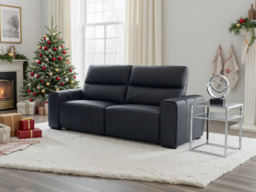 Bellagio Genuine Leather Electric Recliner Sofa Black 3 Seater - thumbnail 1