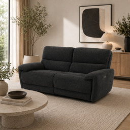 Cairo Black Lay-Z-Boy Style Fabric Power Recliner 3 Seater Sofa - thumbnail 1