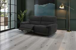 Cairo Black Lay-Z-Boy Style Fabric Power Recliner 3 Seater Sofa - thumbnail 4