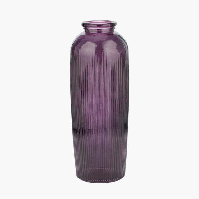Lilac Recycled Glass Ribbed Vase Tall - image 1