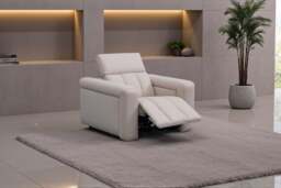 Dallas Cream Lay-Z-Boy Style Leather Power Recliner Armchair - thumbnail 2
