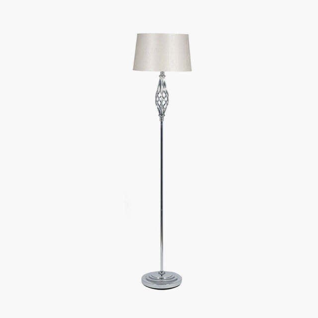 Jenna Silver Metal Twist Detail Floor Lamp - image 1
