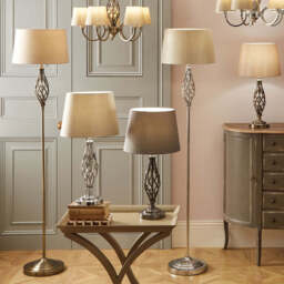 Jenna Silver Metal Twist Detail Floor Lamp - thumbnail 2
