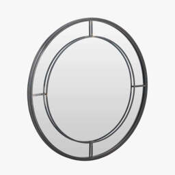 Antique Bronze Metal Round Wall Mirror - thumbnail 1