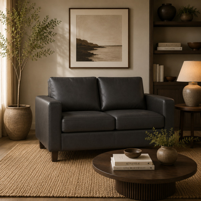 Model 28 - 2 Seater Sofa PU Black - image 1