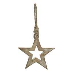 White Wash Collection Small Wooden Hanging Star Decoration - thumbnail 3