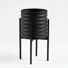 Black Ribbed Planter - image 1