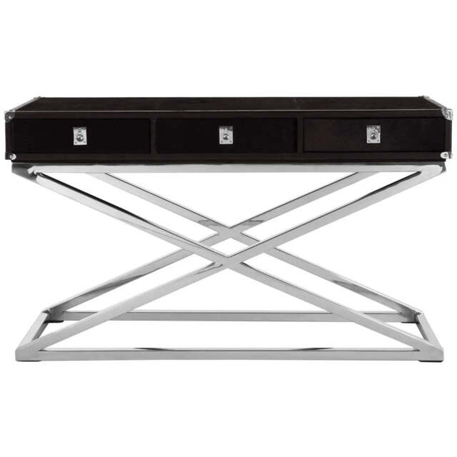 Kensington Townhouse Hair On Hide 3 Drawer Console Table - image 1